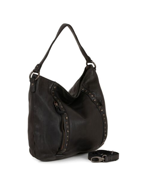 Sac bowling en Cuir Fusignano noir - 38x22x15 cm