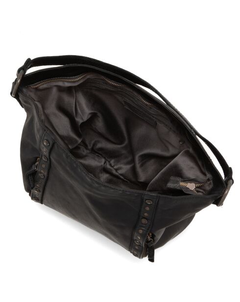 Sac bowling en Cuir Fusignano noir - 38x22x15 cm