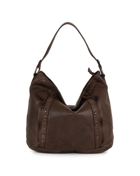 Sac bowling en Cuir Fusignano marron - 38x22x15 cm