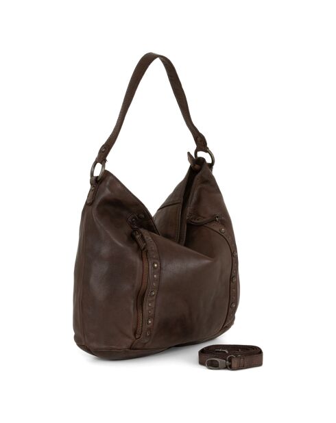 Sac bowling en Cuir Fusignano marron - 38x22x15 cm