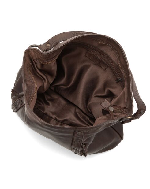 Sac bowling en Cuir Fusignano marron - 38x22x15 cm