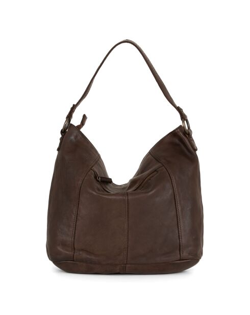 Sac bowling en Cuir Fusignano marron - 38x22x15 cm