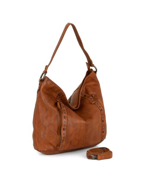 Sac bowling en Cuir Fusignano taupe - 38x22x15 cm