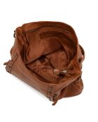 Sac bowling en Cuir Fusignano taupe - 38x22x15 cm