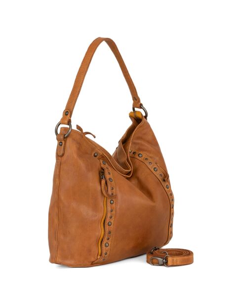 Sac bowling en Cuir Fusignano ocre - 38x22x15 cm