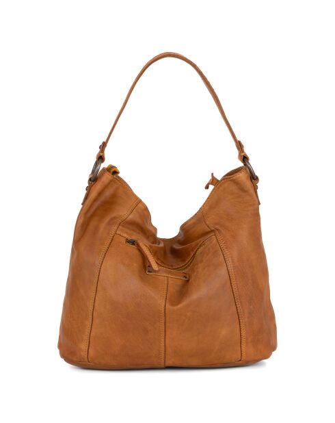 Sac bowling en Cuir Fusignano ocre - 38x22x15 cm