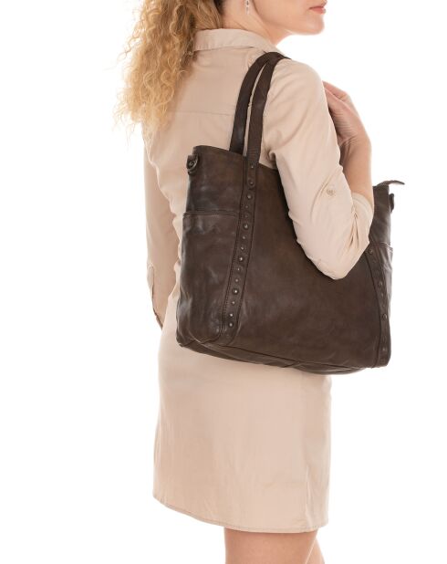 Sac porté épaule en Cuir Nomaglio marron - 33x29x13 cm