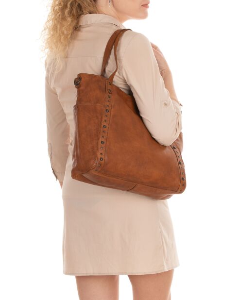 Sac porté épaule en Cuir Nomaglio taupe - 33x29x13 cm