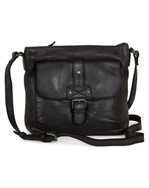 Sac bandoulière en Cuir Foggia noir - 24x21x7 cm