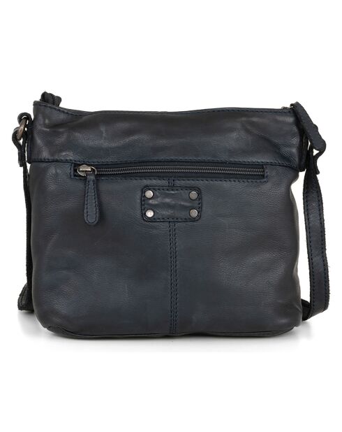 Sac bandoulière en Cuir Foggia bleu jeans - 24x21x7 cm