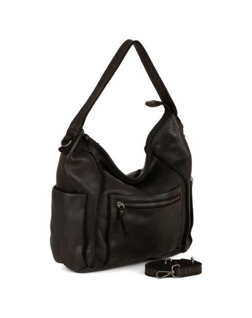 Sac porté épaule en Cuir Pizzale noir - 29x29x12 cm