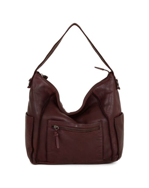 Sac porté épaule en Cuir Pizzale rouge bordeaux - 29x29x12 cm