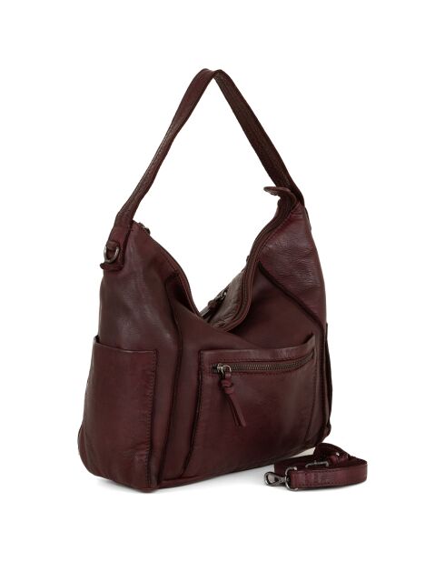 Sac porté épaule en Cuir Pizzale rouge bordeaux - 29x29x12 cm