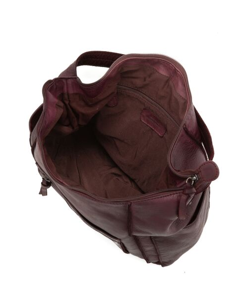 Sac porté épaule en Cuir Pizzale rouge bordeaux - 29x29x12 cm