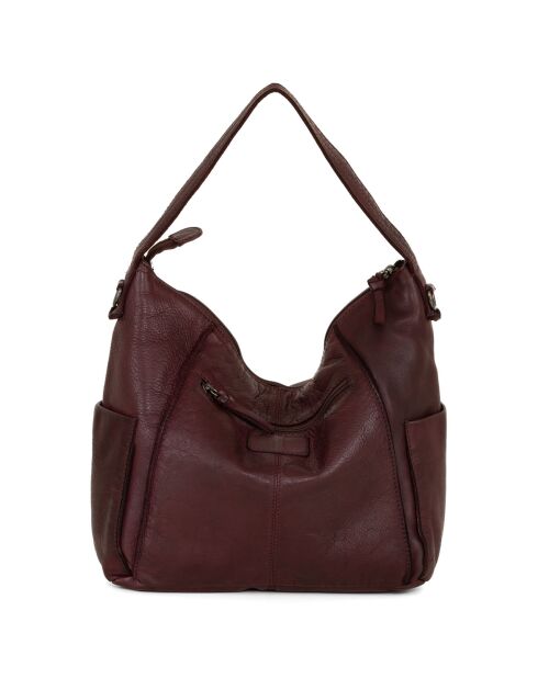 Sac porté épaule en Cuir Pizzale rouge bordeaux - 29x29x12 cm