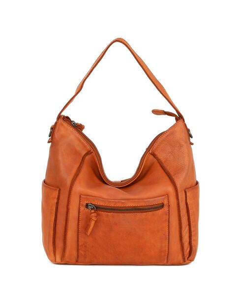 Sac porté épaule en Cuir Pizzale orange - 29x29x12 cm