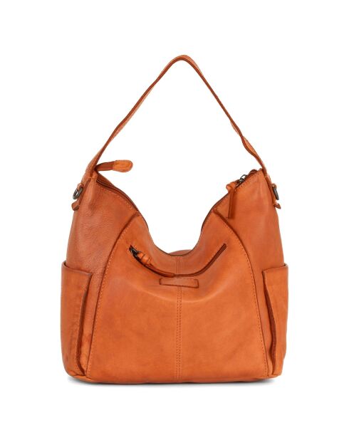 Sac porté épaule en Cuir Pizzale orange - 29x29x12 cm