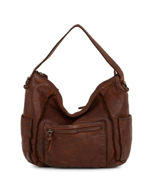 Sac porté épaule en Cuir Pizzale marron - 29x29x12 cm