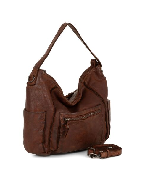 Sac porté épaule en Cuir Pizzale marron - 29x29x12 cm