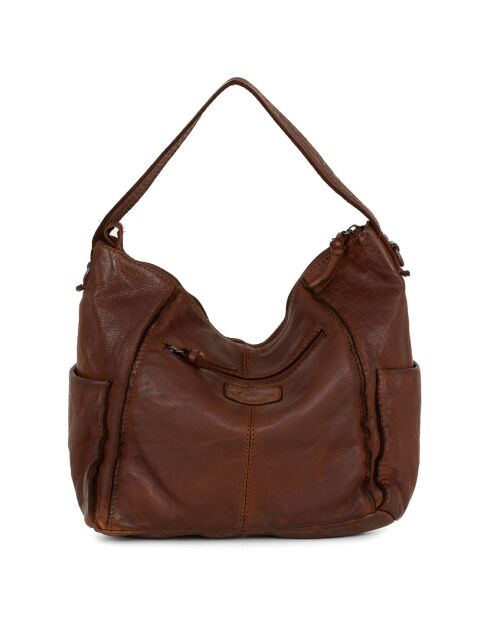 Sac porté épaule en Cuir Pizzale marron - 29x29x12 cm