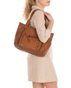 Sac porté épaule en Cuir Romanengo taupe - 30x27.5x17 cm