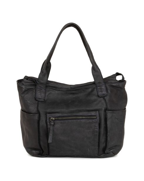 Sac porté épaule en Cuir Romanengo bleu jeans - 30x27.5x17 cm