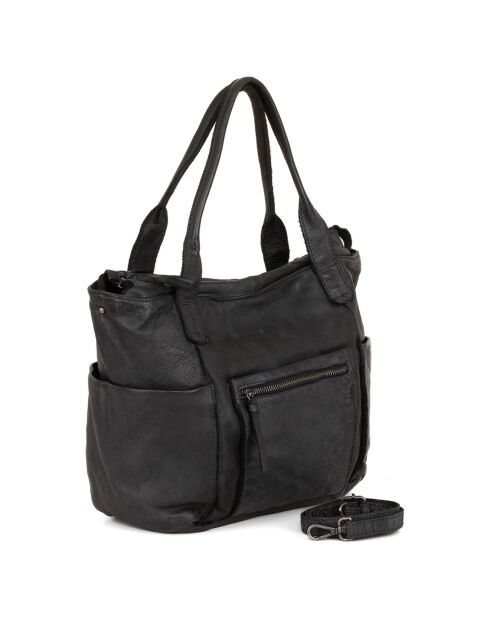 Sac porté épaule en Cuir Romanengo bleu jeans - 30x27.5x17 cm