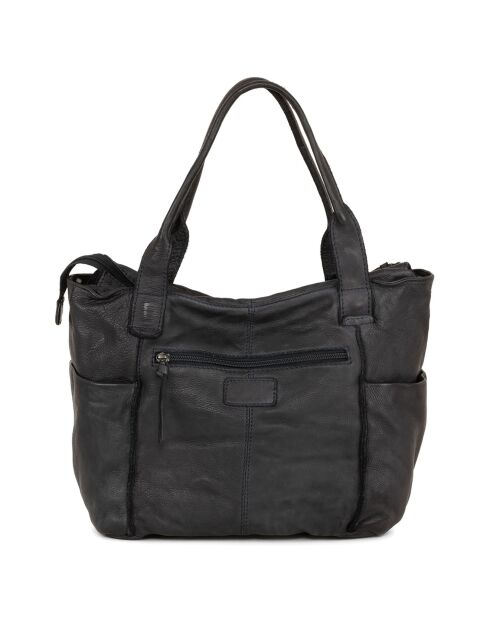 Sac porté épaule en Cuir Romanengo bleu jeans - 30x27.5x17 cm