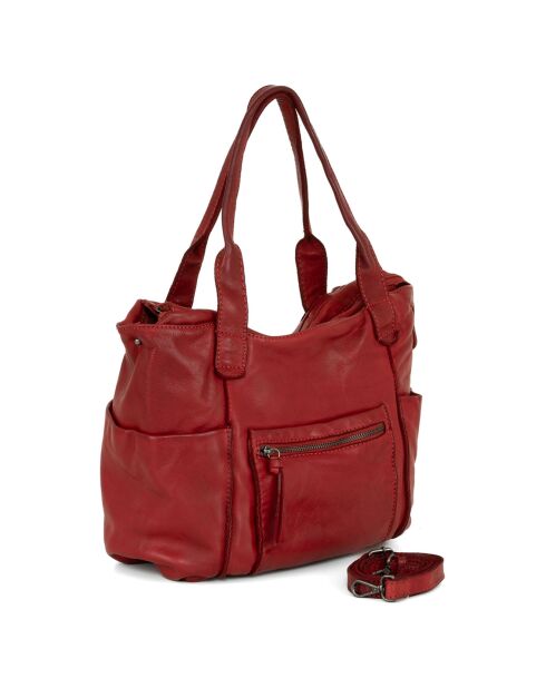 Sac porté épaule en Cuir Romanengo rouge - 30x27.5x17 cm