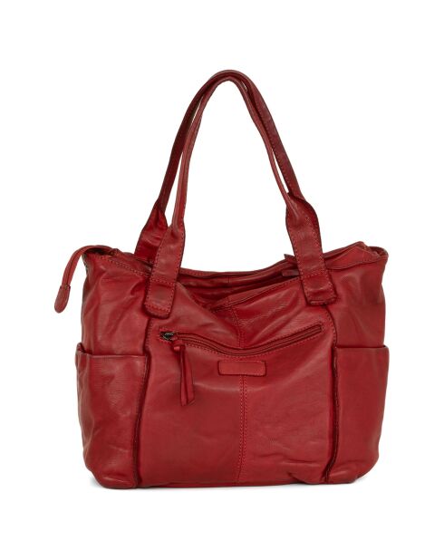 Sac porté épaule en Cuir Romanengo rouge - 30x27.5x17 cm