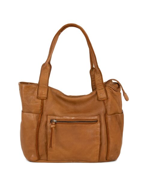 Sac porté épaule en Cuir Romanengo ocre - 30x27.5x17 cm