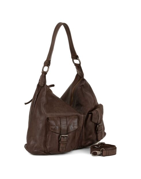 Sac porté épaule en Cuir Albareto marron - 35.5x30x10 cm