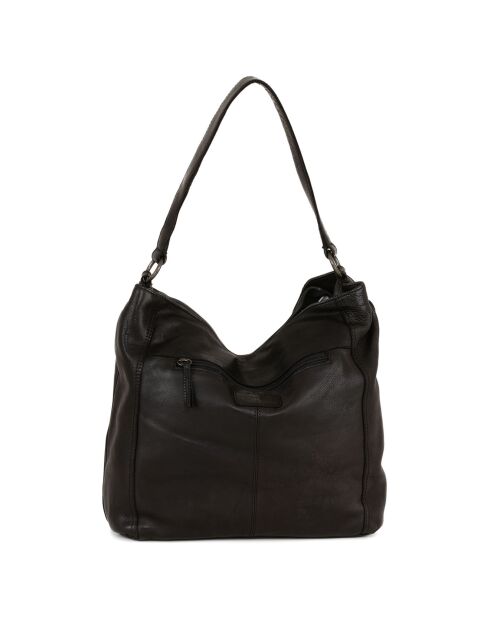 Sac porté épaule en Cuir Mombercelli noir - 30x27.5x17 cm