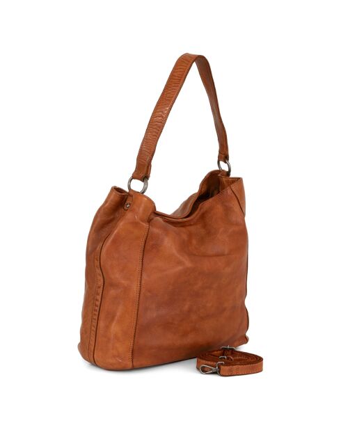 Sac porté épaule en Cuir Mombercelli taupe - 30x27.5x17 cm