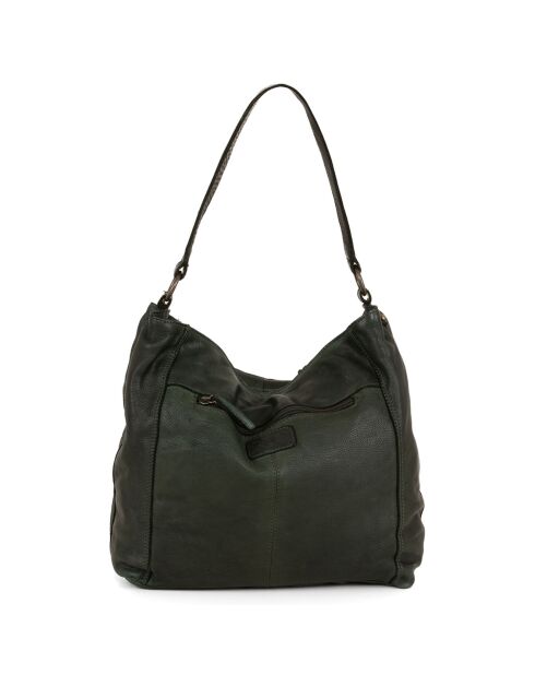 Sac porté épaule en Cuir Mombercelli vert - 30x27.5x17 cm