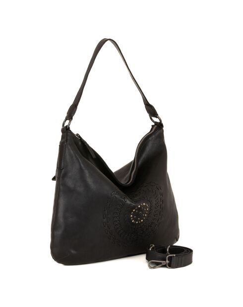 Sac porté épaule en Cuir Zenevredo noir - 35x31x6 cm