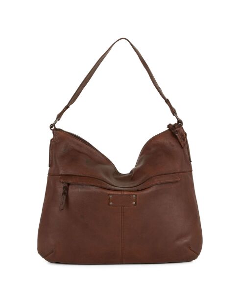 Sac porté épaule en Cuir Zenevredo marron - 35x31x6 cm