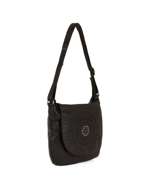 Sac bandoulière en Cuir Peveragno noir - 35x28x7 cm