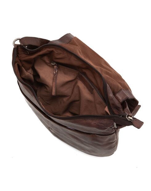 Sac bandoulière en Cuir Peveragno marron - 35x28x7 cm