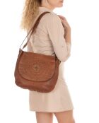 Sac bandoulière en Cuir Peveragno taupe - 35x28x7 cm