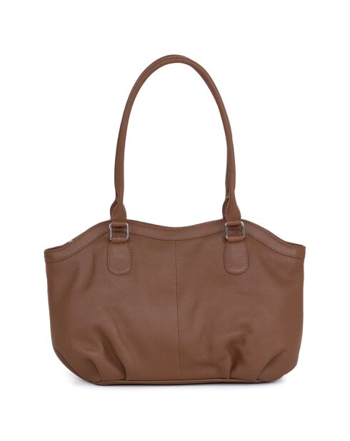 Sac porté épaule en Cuir Casorzo cognac - 34x24x13 cm