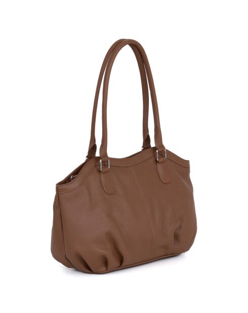 Sac porté épaule en Cuir Casorzo cognac - 34x24x13 cm