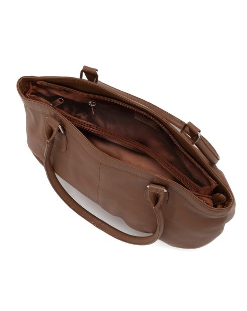 Sac porté épaule en Cuir Casorzo cognac - 34x24x13 cm