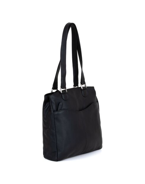 Sac porté épaule en Cuir Agrigento noir - 31x28x11 cm