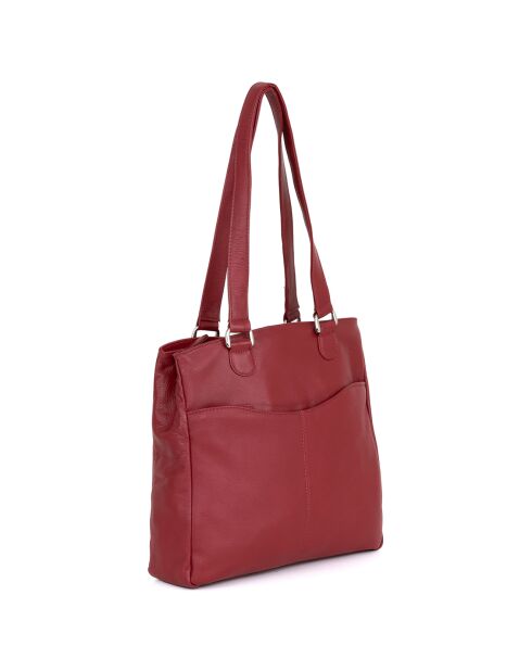 Sac porté épaule en Cuir Agrigento rouge - 31x28x11 cm