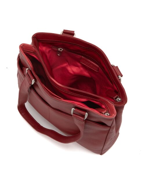 Sac porté épaule en Cuir Agrigento rouge - 31x28x11 cm