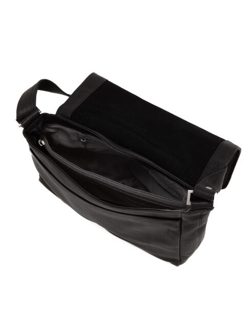 Sac bandoulière en Cuir Porlezza noir - 28x23x7 cm