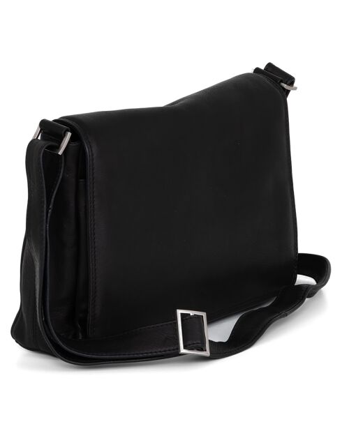 Sac bandoulière en Cuir Porlezza noir - 28x23x7 cm