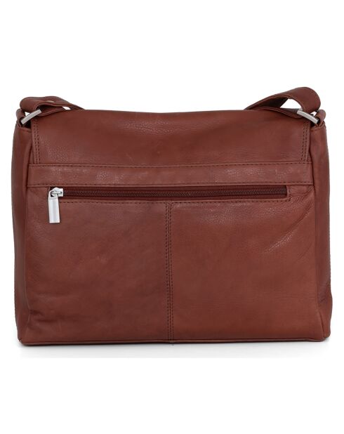 Sac bandoulière en Cuir Porlezza marron - 28x23x7 cm