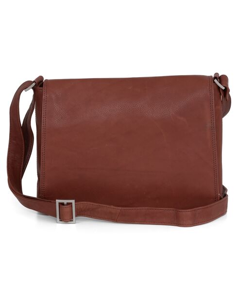 Sac bandoulière en Cuir Porlezza marron - 28x23x7 cm